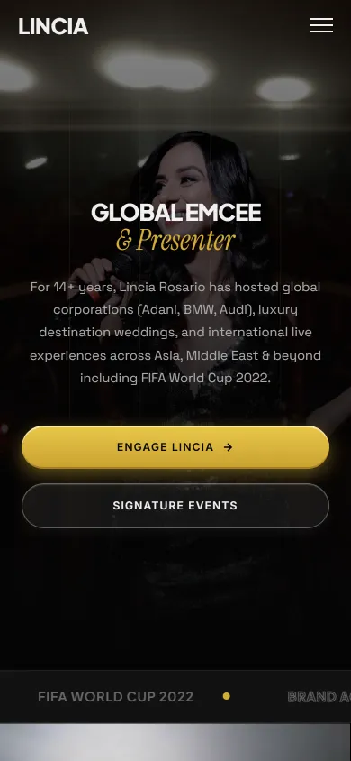 Lincia Rosario homepage on a phone