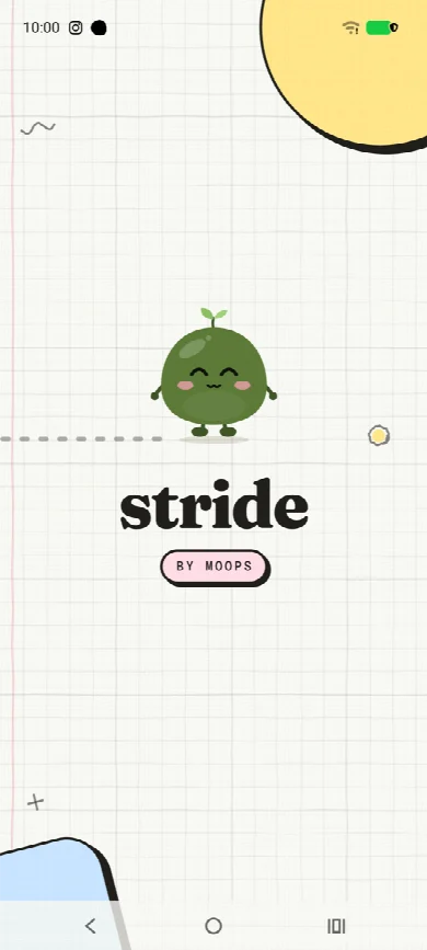 Stride splash screen with Moop, the Moops mascot