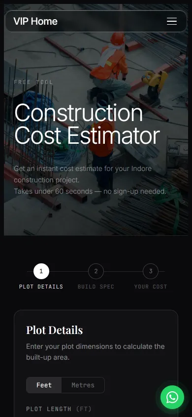 Construction cost estimator on a phone