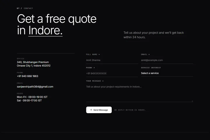 Get a free quote form